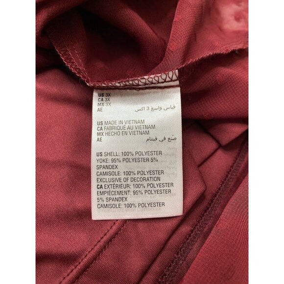 Style & Co Blouse Top Women's 3X Plus Red Eyelet-Yoke Swiss-Dot Textured Overlay - Picture 9 of 12